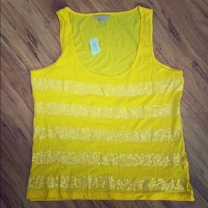 NWT Yellow Banana Republic Tank with Sequin Stripe